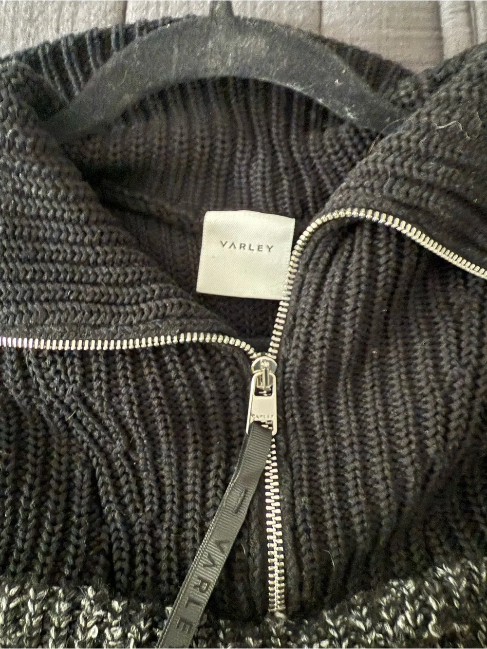 Women’s Varley Two-Tone Black and Gray Quarter-Zip Sweater